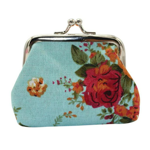 Exquisite Buckle Coin Purses Colorful Floral Sunflowers Mini Wallet Key Card Holder Purse for Women 